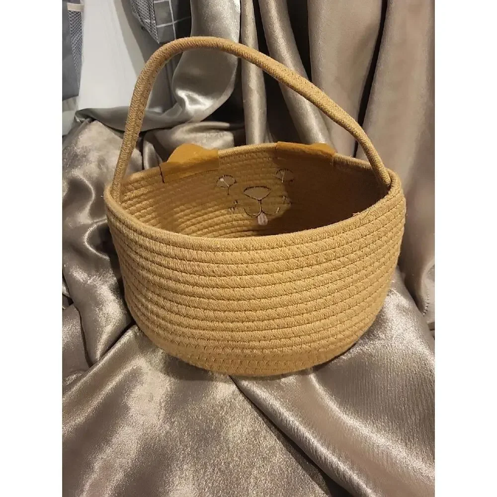 Puppy Braided Cotton Basket With Handle